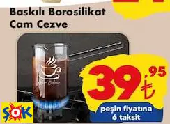 BASKILI BOROSİLİKAT CAM CEZVE